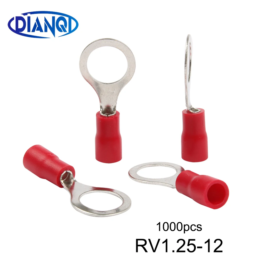 

RV1.25-12 Red Circular Pre-insulating Terminal(Type TO-JTK) Cold pressed terminals/Cable Connector/Wire Connector 1000PCS/Pack