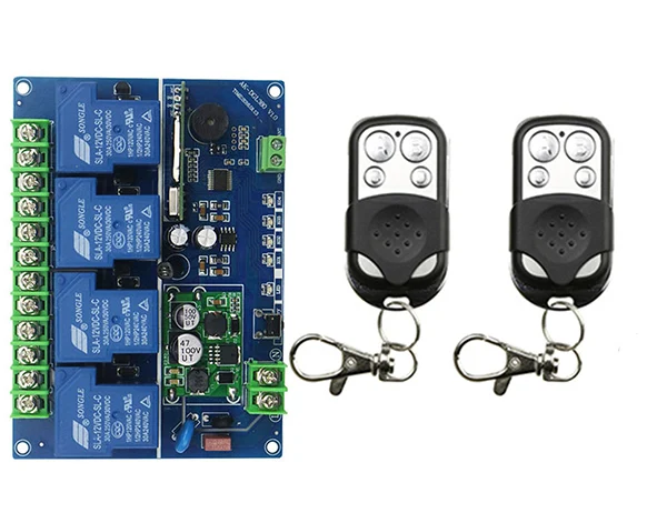 

DC12V 24V 36V 48V 30A 4CH Radio Remote Control Switch Receiver &Metal Push Button Transmitter Learning Code window/Garage Door