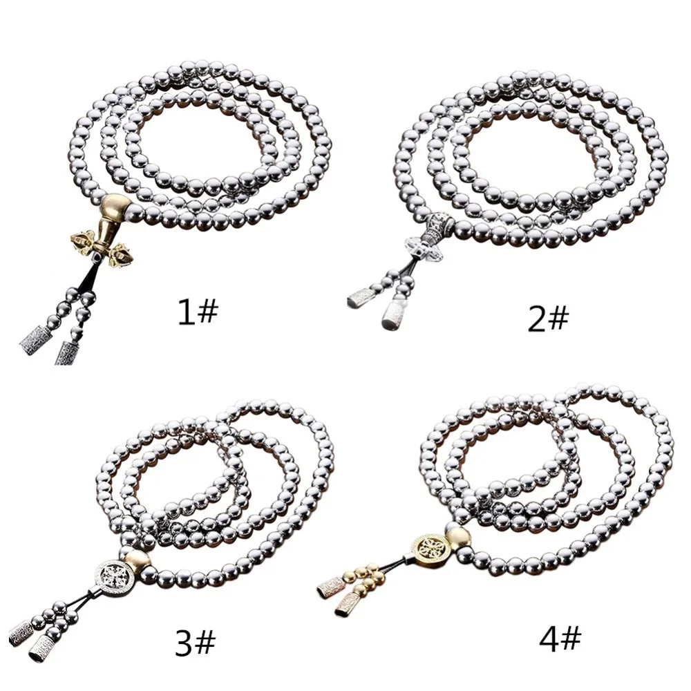 

108 Будда бусины ожерелье цепочка Напольный полный Сталь самообороны руку браслет цепи средства индивидуальной защиты мульти браслет в стиле инструментов