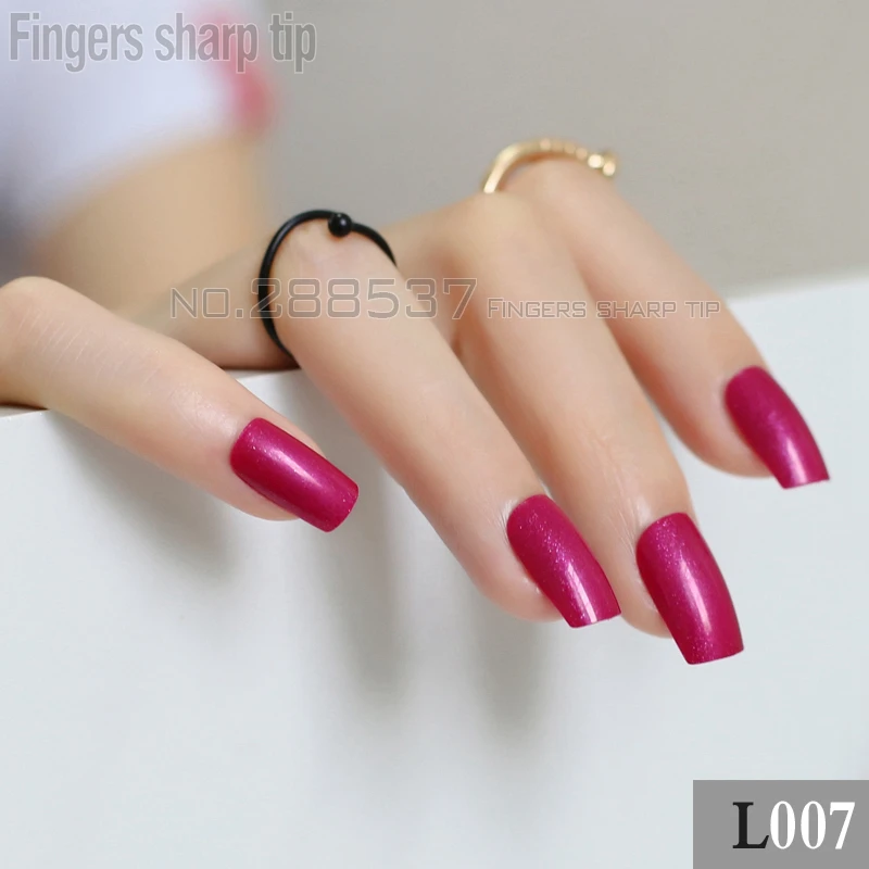 2017 New Popular Selling Grape purple Long Square head Candy Acrylic Art Decorative solid color False nails 24pcs R27 L007