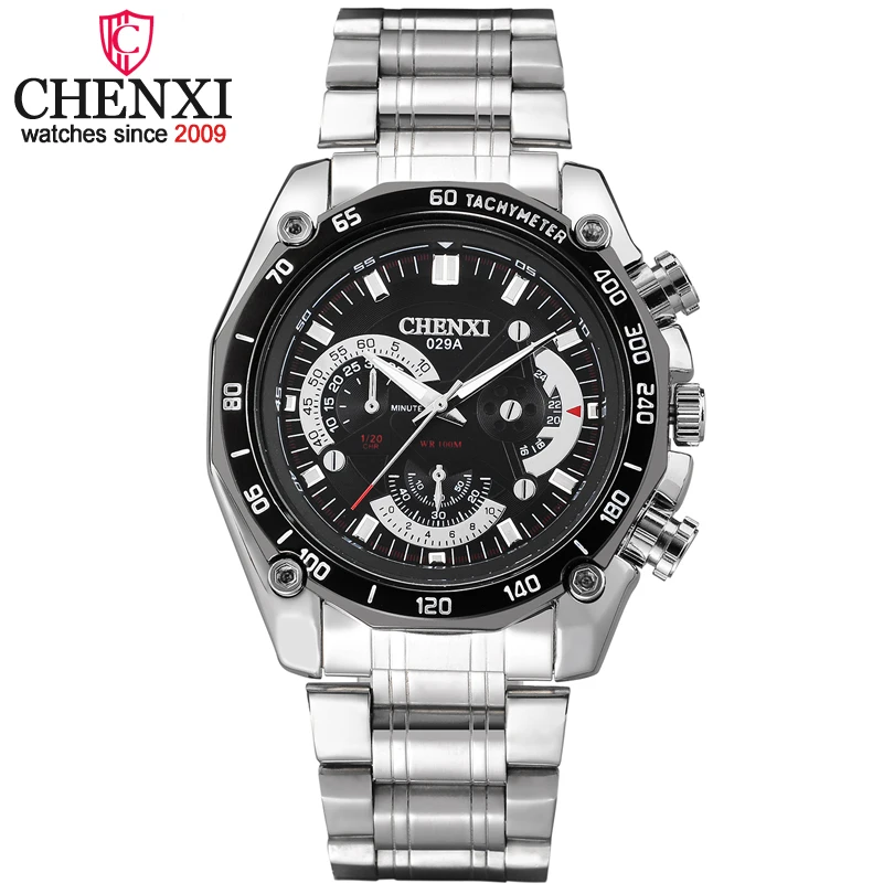 CHENXI Top Brand Men Full Steel Military Watches Luxury Mens Quartz Watch Decoration Clock Wristwatch Waterproof Montres Homme