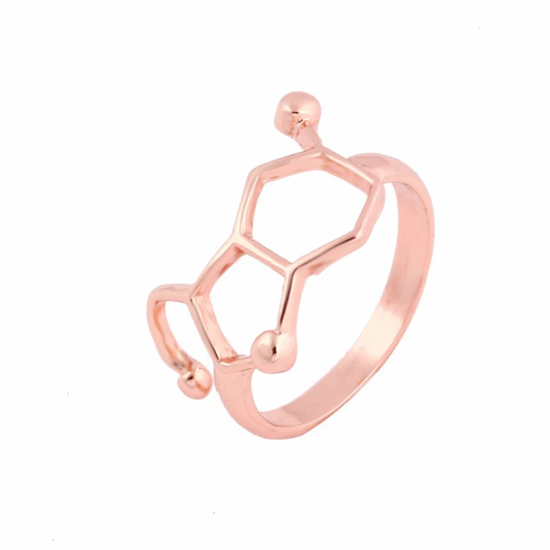 Wholesale 50pcs/Lot Serotonin Molecule Ring Chemistry Jewelry Neurotransmitter Science Men Women Geeks Finger Rings