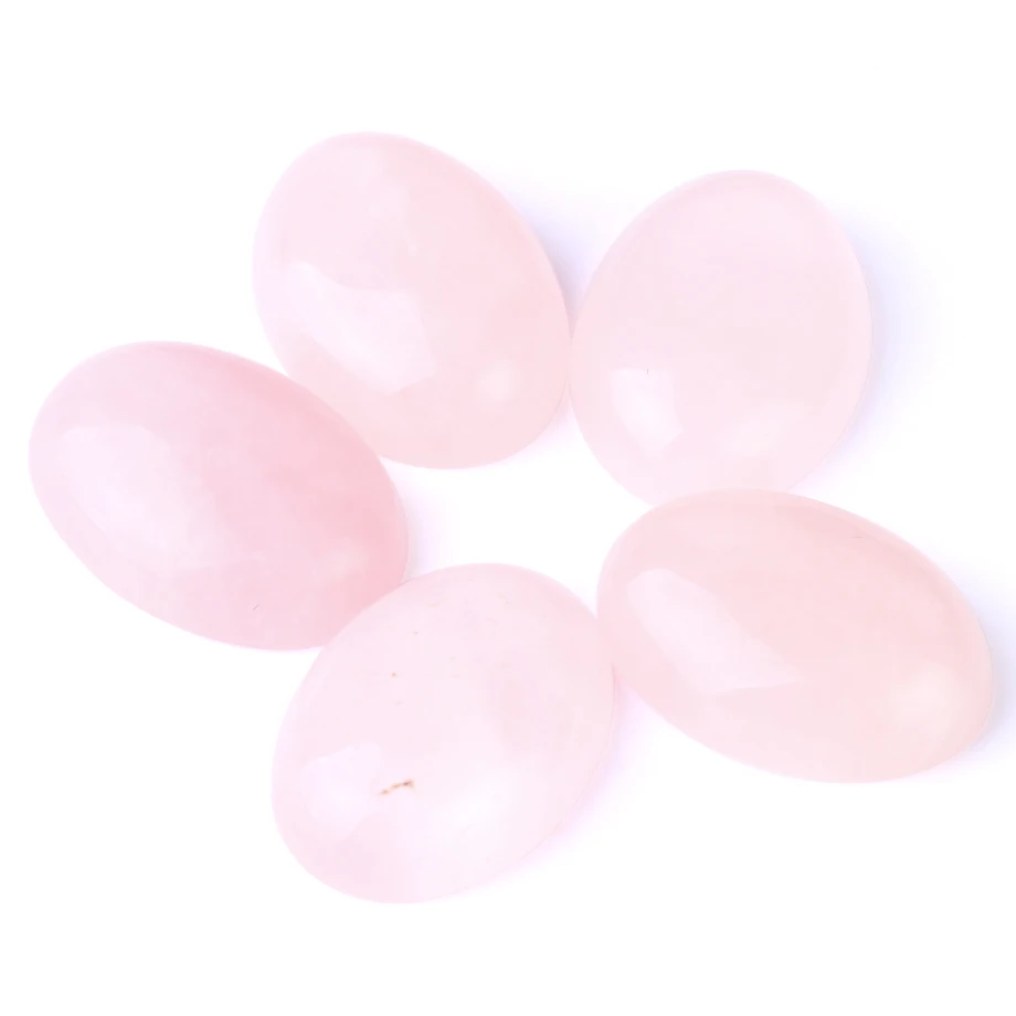 CSJA Natural Pink Crystal Cabochon Bead Oval CAB Quartz No Hole Healing Gem Stone for Women Jewelry Making DIY Fittings 1Pc F531