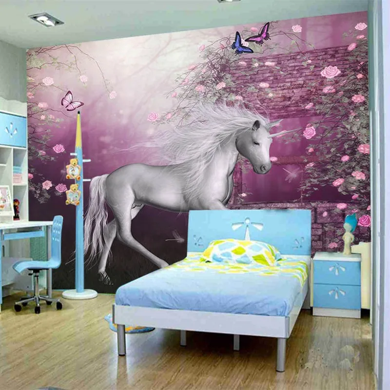 

beibehang any size murals papel de parede photo wallpaper roll Children's cartoon horse murals 3d wall paper tapete bedroom wall