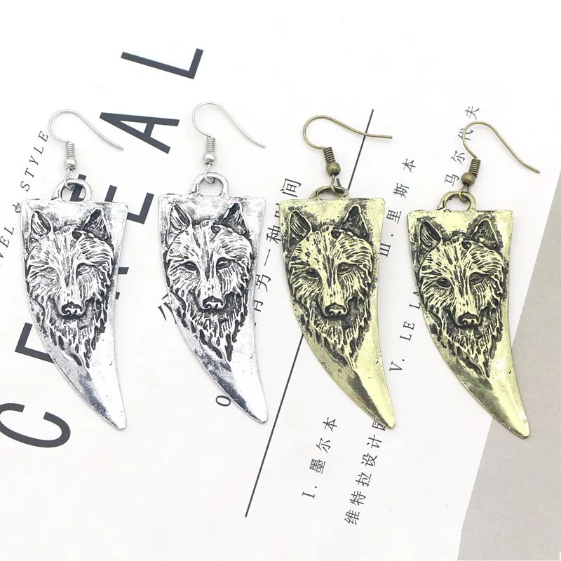 Vintage Angel Wings Earrings For Women Punk Skull Owl Wolf Handcuffs Tai Chi Hexagram Animal Earings Female Ear Jewelry Brincos