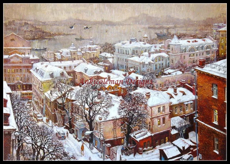 

Needlework for embroidery DIY French DMC High Quality - Counted Cross Stitch Kits 14 ct Oil painting - Snowy Morning