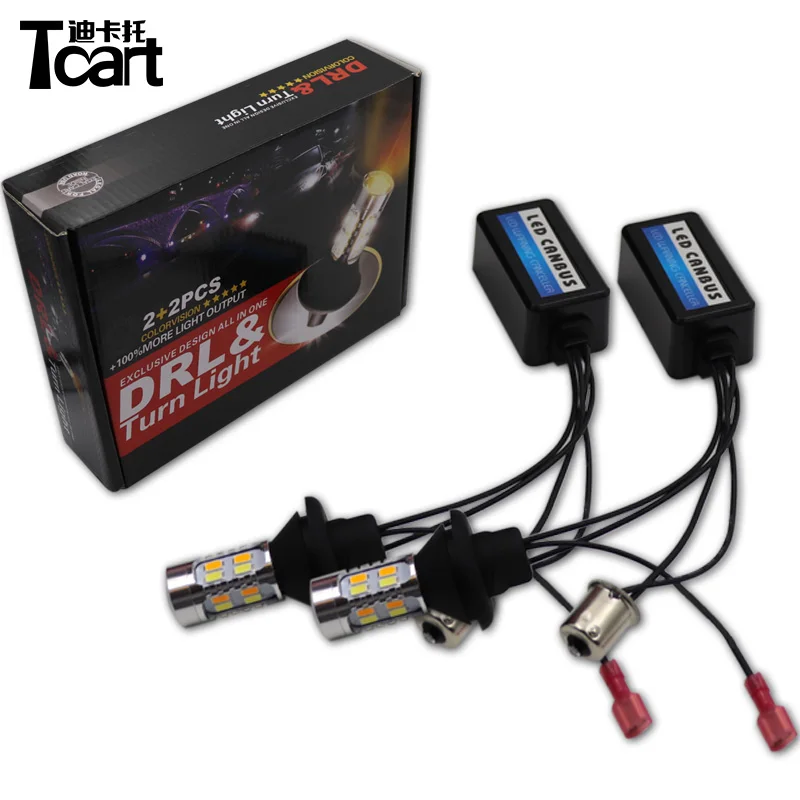 Tcart 2x T20 7440 Car Led Light Daytime Running Light Turn Signal Dual Model 3157 PY21W 1156 Canbus DRL LED Fog External Lights