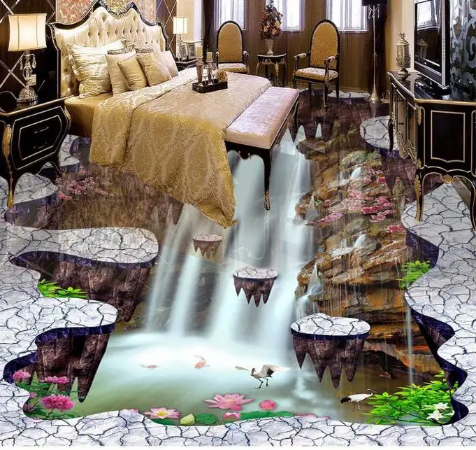 3d flooring custom wallpaper 3d floor murals Waterfalls 3d photo wallpaper room mural 3d floor wallpaper living room