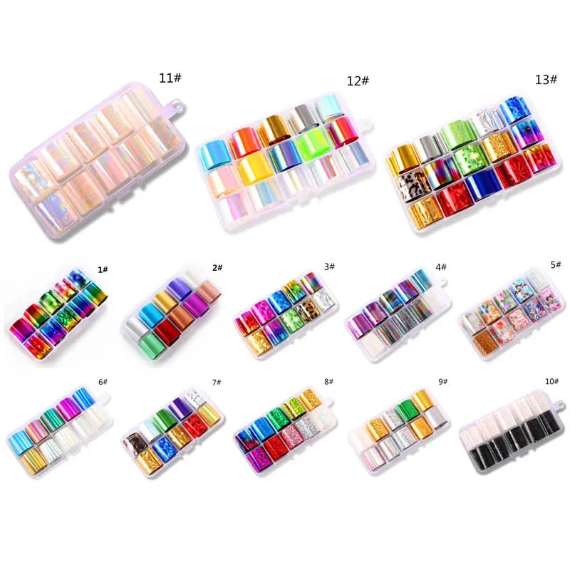 

2.5*100cm 13box Holographic Nail Foil Set Transparent Lace Diamond Starry Sky Nail Art Transfer Sticker Manicure