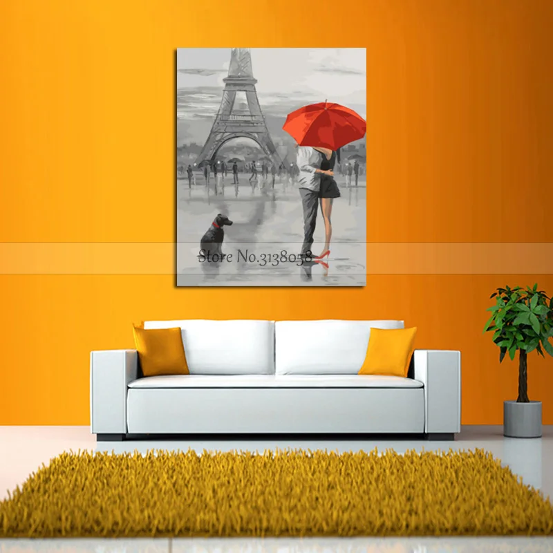 Painter 100% Handmade Street Rain Landscape Oil Painting on Canvas for Living Room Decor Good Quality Painting Wall Art