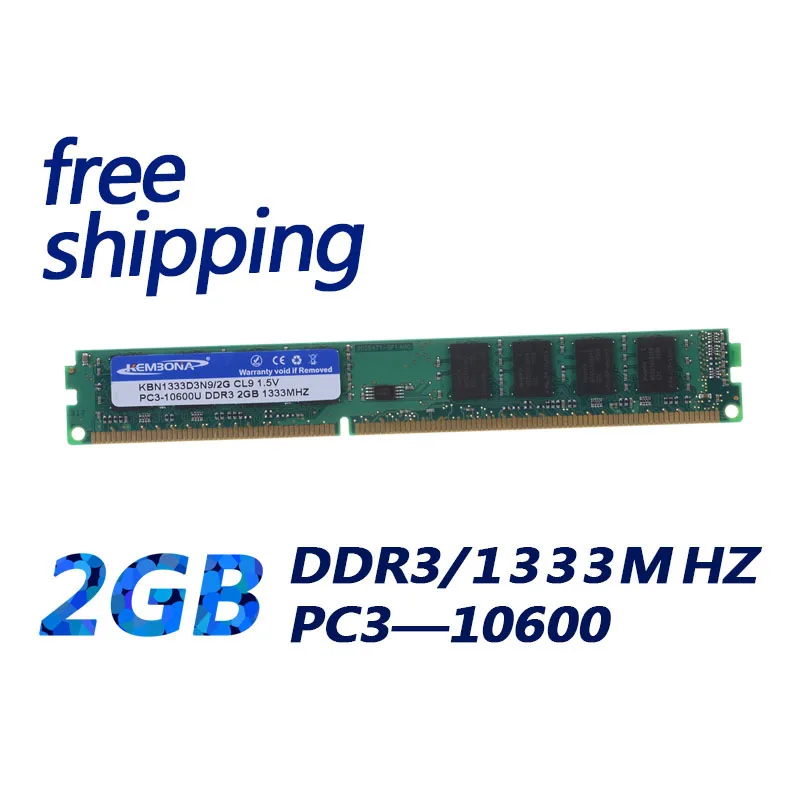 

KEMBONA Brand New Sealed Desktop Ram Memoria DDR3 2gb 1333 PC10600 KBN1333D3N9/2G Dual Channel compatible with ALL MB