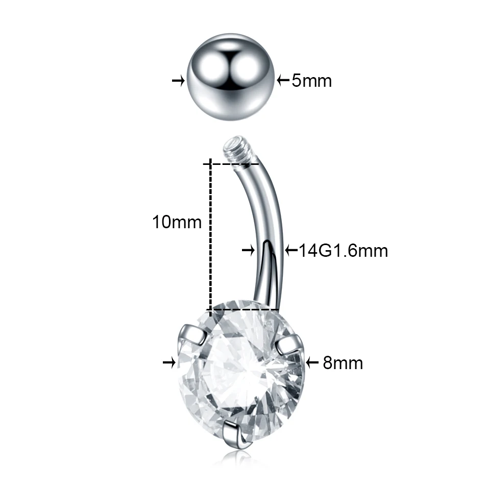 1Pc/lot Surgical Steel Heart Navel Piercing Belly Button Ring Pircing Ombligo Crystal Belly Piercing Nombril Woman Body Jewelry