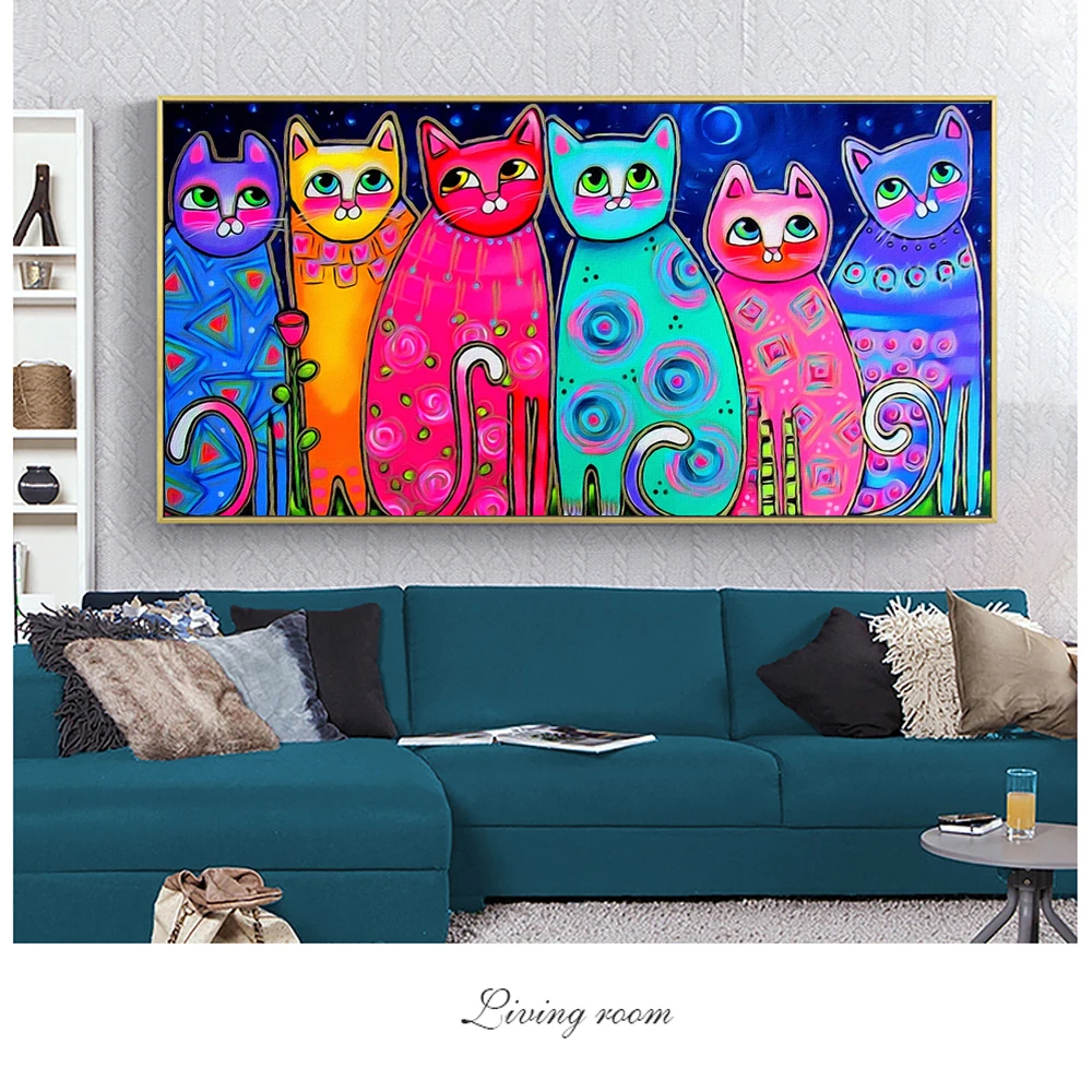 

Colorful Cats Canvas Paintings For Kids Room Wall Posters And Prints Pop Art Decorative Canvas Prints Cuadros Picture Home Decor