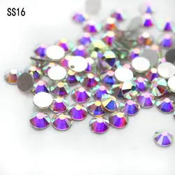 Top quality SS16 (3.8-4.0mm) Crystal AB Silver Plated Flat Back 3D Non Hotfix wedding decoration design and Glue on Rhinestones