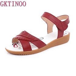 GKTINOO 2024 Summer Shoes Maternity Sandals Women Mother Shoes Flat Soft Genuine Leather Nurse Shoes Casual Women Sandals