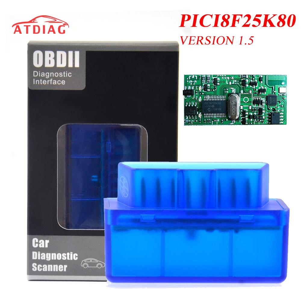 25K80  Mini ELM327 Bluetooth V2.1 / V1.5 OBD2 Car Diagnostic Tool ELM 327 Bluetooth For Android/Symbian For OBDII Protocol
