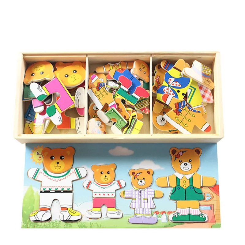 Di legno Di Puzzle Set Giocattoli Educativi per bambini Sopportano Cambiare I Vestiti Puzzle per Bambini In Legno Per Bambini Giocattolo