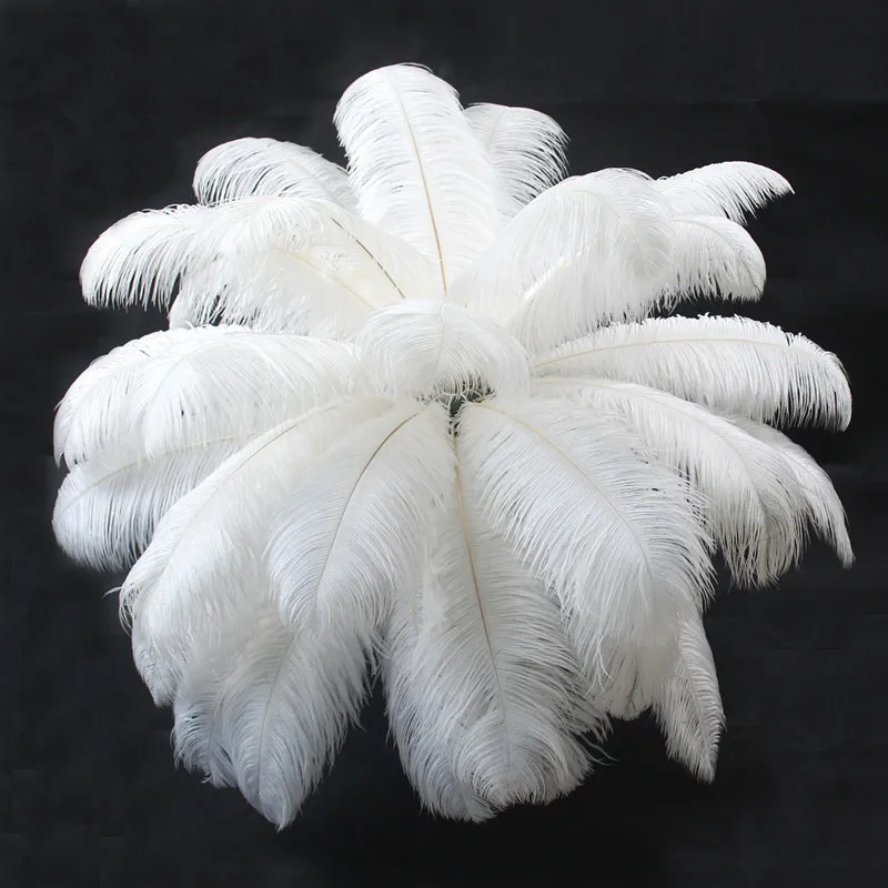 white ostrich feather 40-45 cm / 16 to 18 inches 10pcs ostrich plumage artware performing wedding decoration