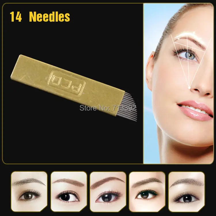 14Pins Professional Hard Microblading Eyebrow Tattoo Blade For Permanent Makeup Manual Pen 3D Eyebrow Embroidery