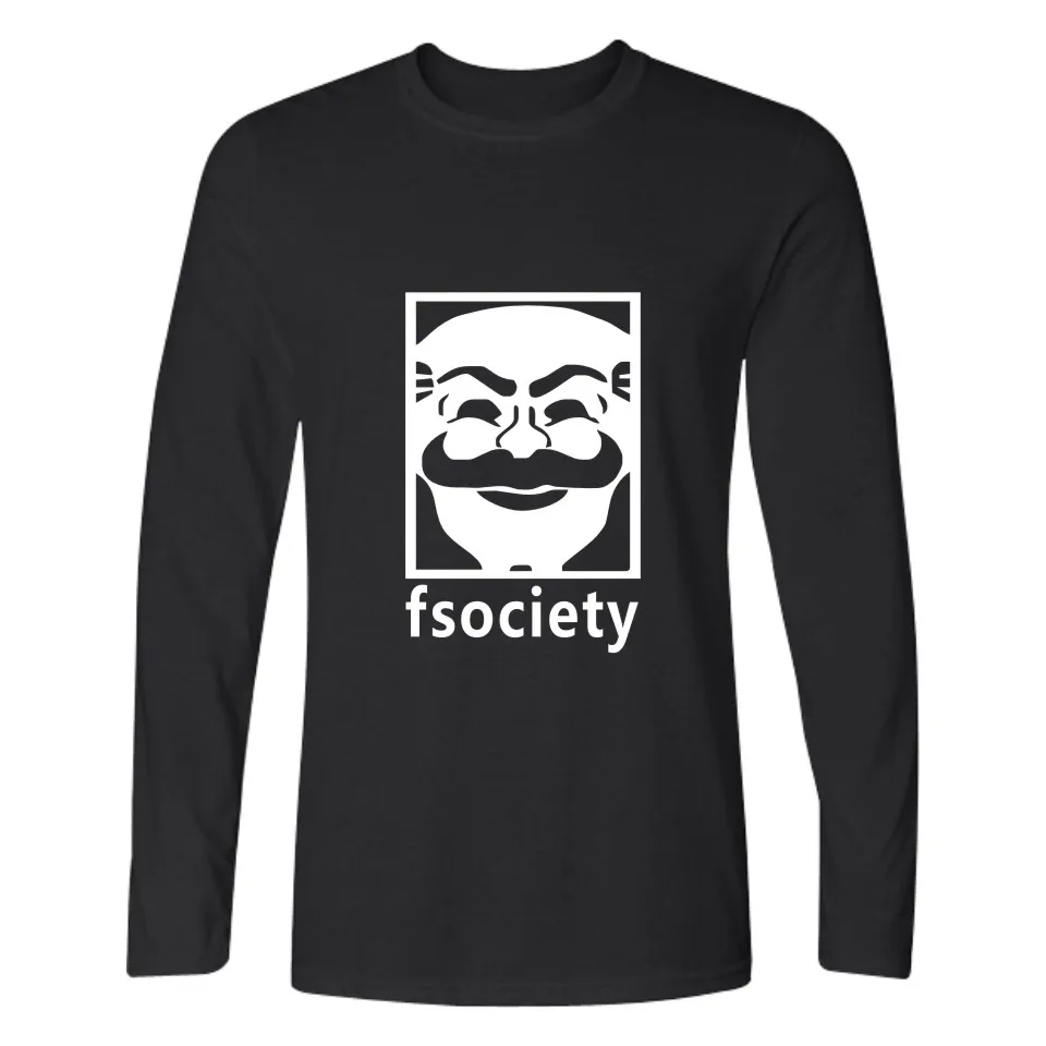 Mr Robot Fsociety t-shirts print men women hip hop sport t shirts casual tee shirt round neck long sleeve t-shirt sweatshirt top