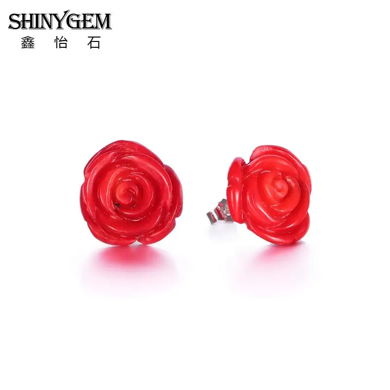 

SHINYGEM Coral Earring Hot Fashion Exaggerated Personality Vintage Flower for Women Contracted Style Girls Statement Jewelry