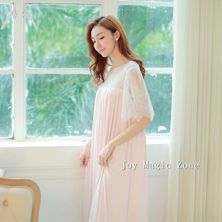 Free shipping new arrival summer sweet women's nightgown one piece short sleeve sleep dress royal princess sleepwear L851