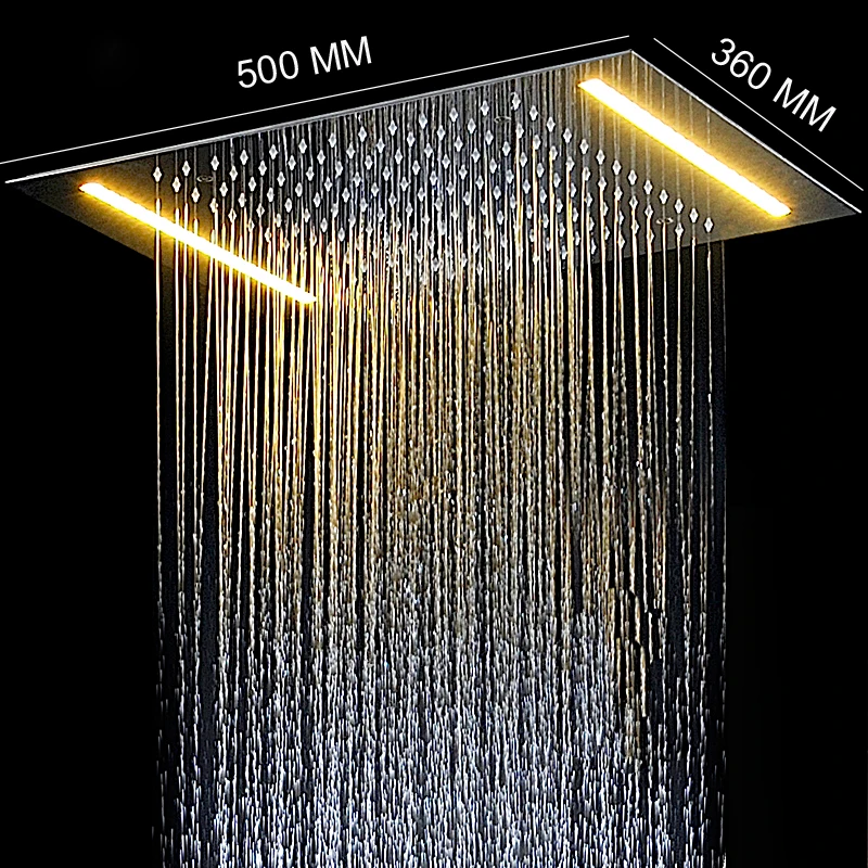 Bathroom Shower Set Electric LED Ceiling Concealed Showerhead Big Rain Douche Tub Shower with Hot / Cold Shower Valve