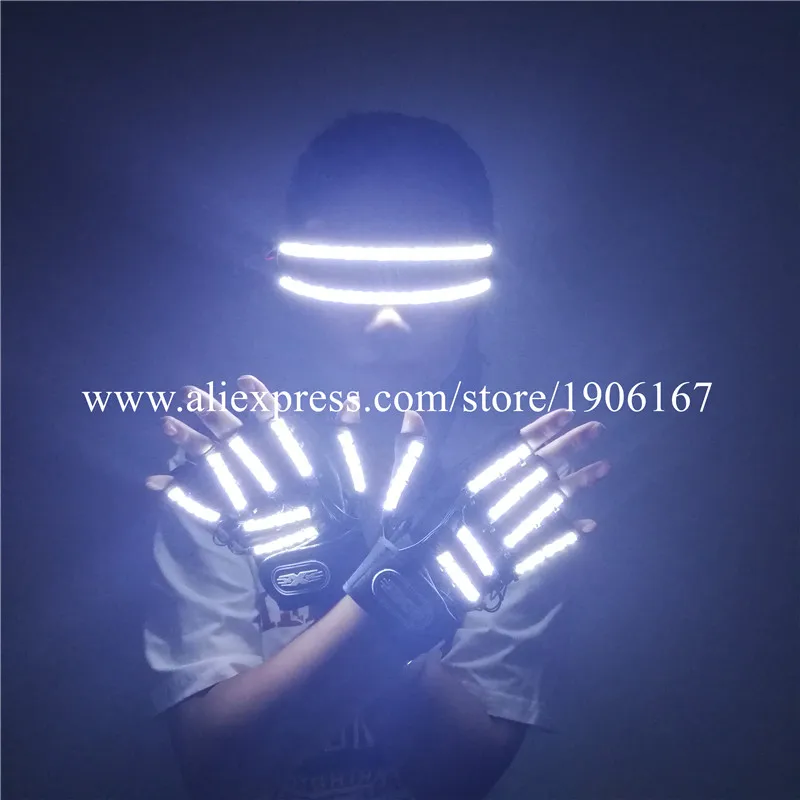 Super Bright Led Luminous Halloween Glasses Led Lighting Illuminated Dancer Gloves DS DJ Stage Performance Clothes Led Props