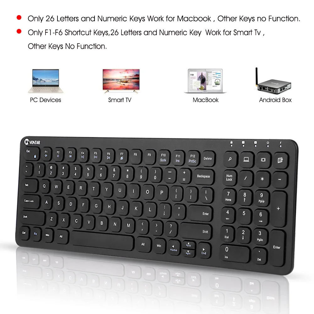 Vontar-teclado multimídia sem fio k02, tv box, android, 2.4g, teclado sem fio, laptop, pc