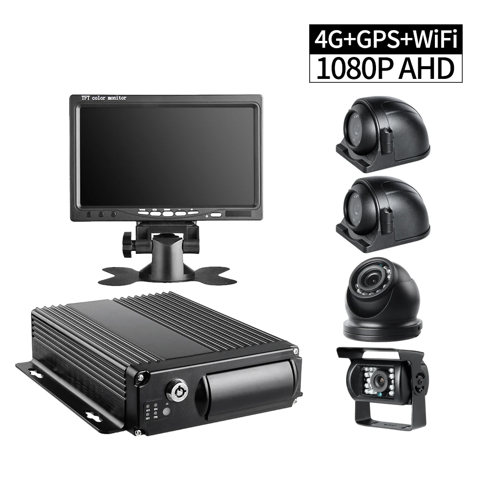 

4G LTE Network WiFi GPS Truck Security DVR Kit,4CH 1080P AHD Mobile DVR Control Remotely Realtime on Phone/PC for Surveillance