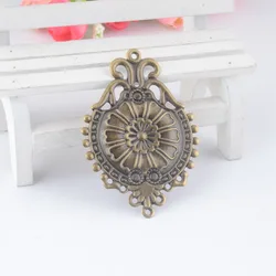 Free shipping 5Pcs Antique Bronze Filigree Flower Wraps Connectors Embellishments Gift Decoration DIY Findings 6.6x4.6cm F0401