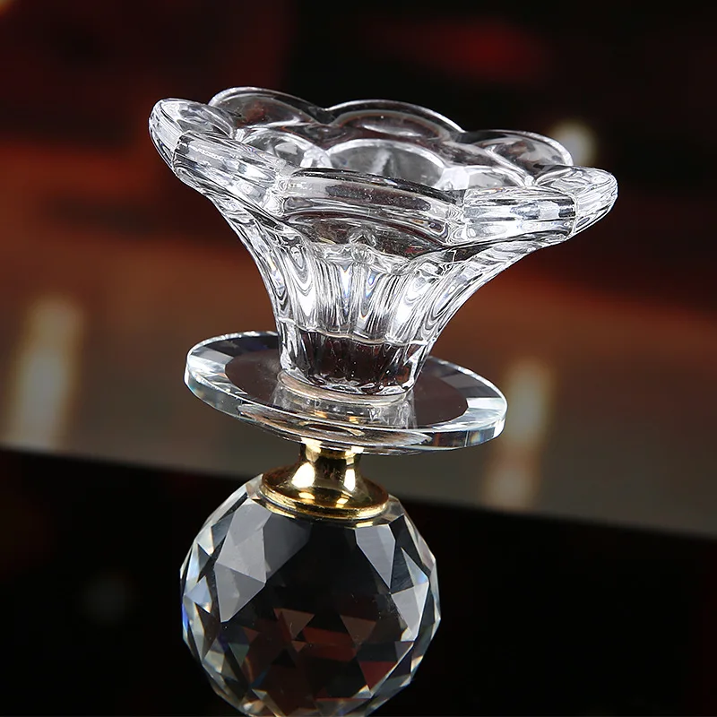 Crystal Candle Holder Glass Candlesticks Feng Shui Bowl Buddhism Ornament Romantic For Wedding Home Bar Dinner Party Table Decor