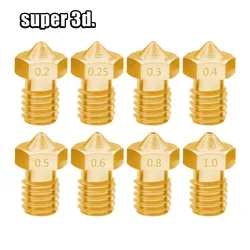 5Pcs V5 V6 Brass Nozzle M6 Thread 0.2/0.25/0.3/0.4/0.5/0.6/0.8/1.0mm E3D V6 Nozzle For 3.00mm Filament 3D Printer Accessories