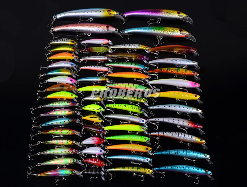 57pcs/lot fishing lure mixed 9 models fishing tackle minnow lure crank bait wobbler artificial bait pesca Free Shipping