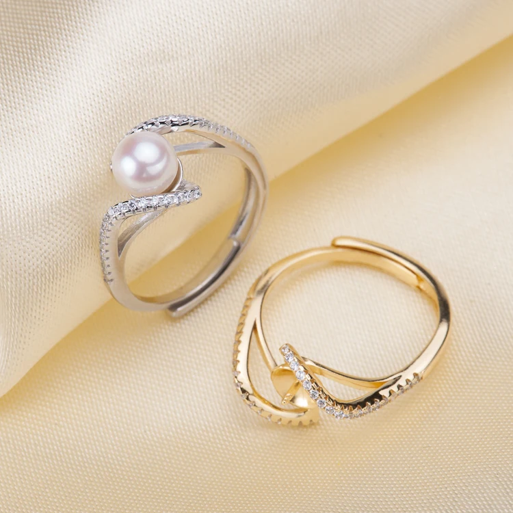 

Classic Pearl Rings Holder S925 Sterling Silver Pearl Rings Settings Women DIY Rings Jewelry Components 3Pieces/Lot