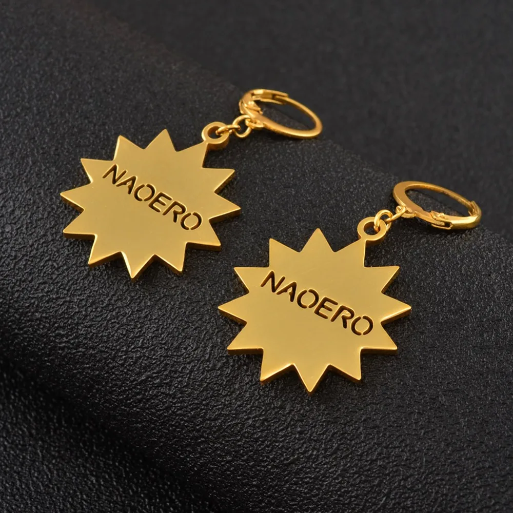 ( One Pair) NAURU and NAOERO Earrings for Women Stainless Steel and gold color Jewelry Gifts #J0000