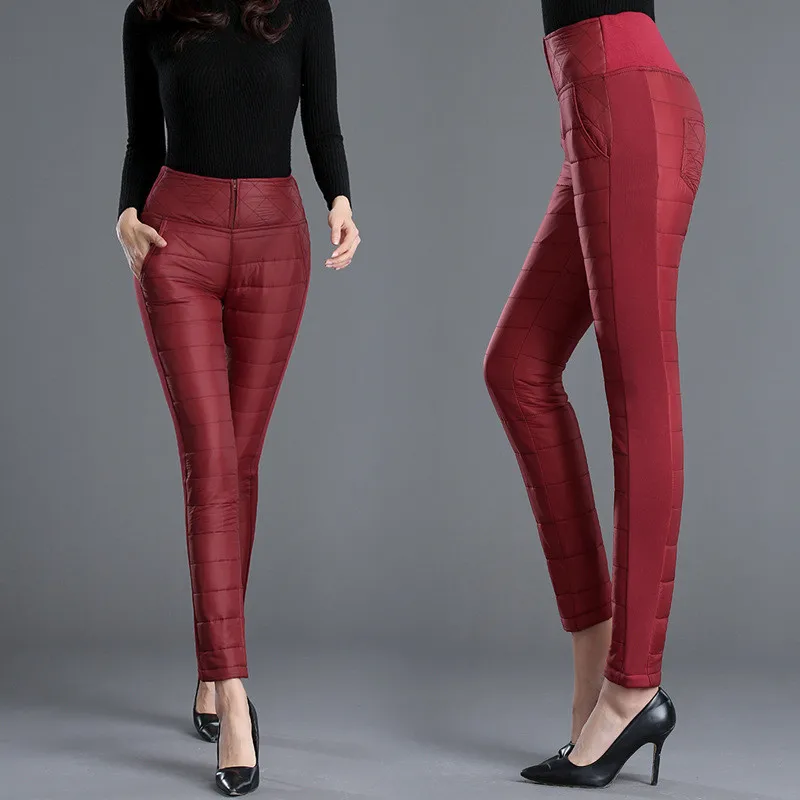 Winter Down Cotton Pants Women Trousers Thick Warm Ladies Stretch High Waist Pants Slim Plus Size 5XL Female Pencil Pants RE2498