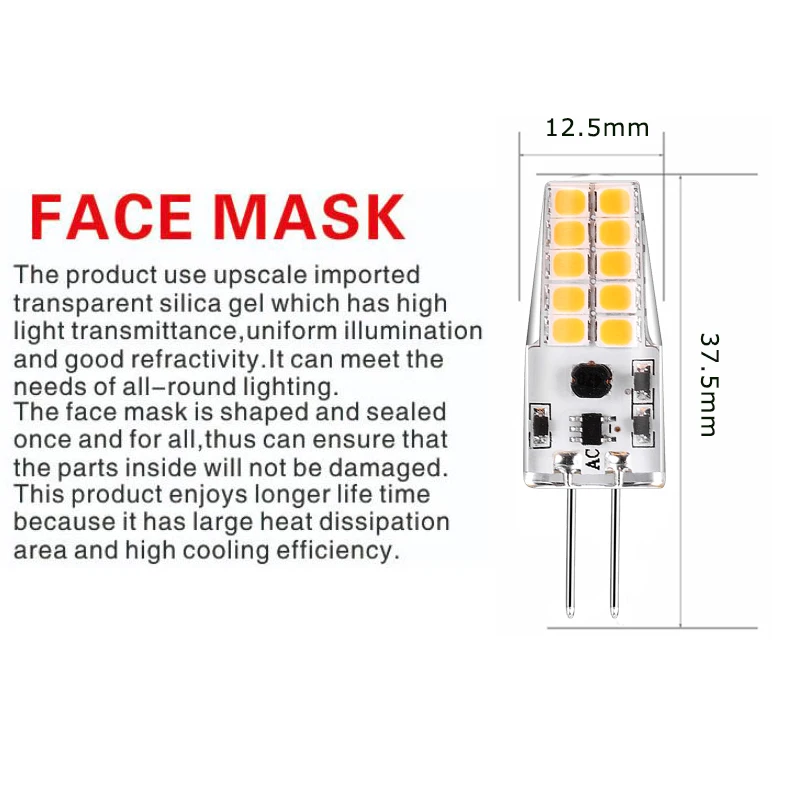 6pcs G4 LED Lamp 12V AC DC 3W Waterproof Lampadas LED G4 Bi-Pin base Bulb 2835 SMD 20LED Light Bulbs Equivalent 30W Halogen