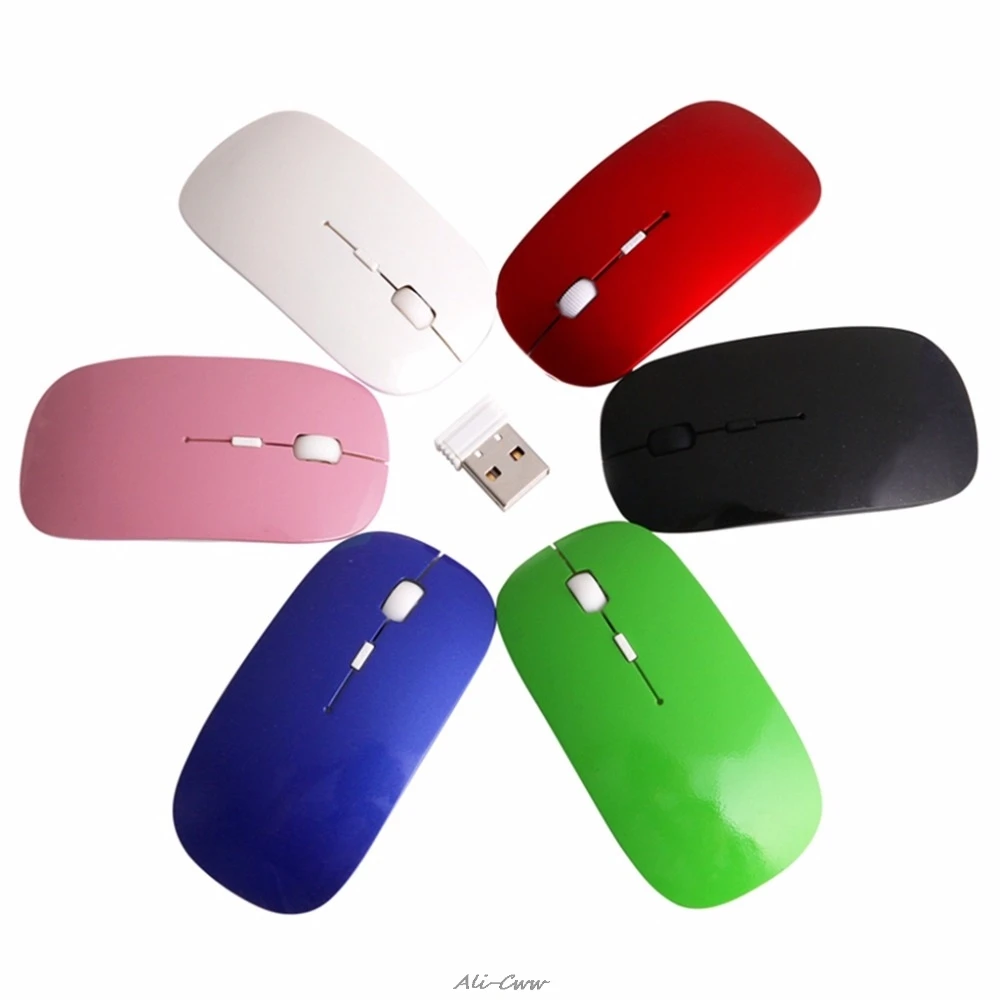 

Multi-color 2.4GHz Wireless Ultra Thin Optical Scroll Mouse/Mice 1600DPI +USB Receiver For PC Laptop Desktop Wholesale