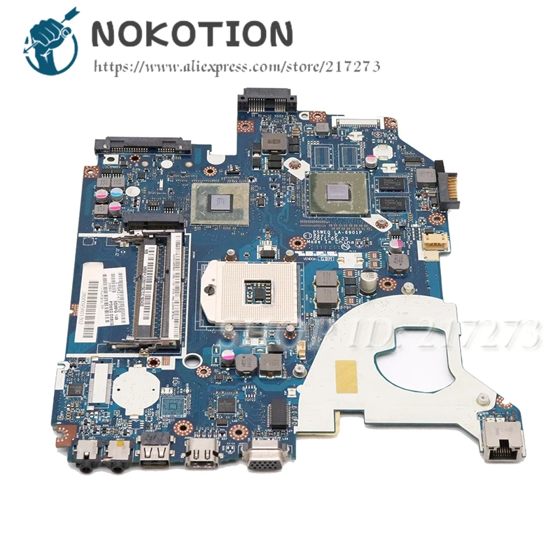 NOKOTION MBBYL02001 LA-6901P Laptop Motherboard For Acer aspire 5750 5750G MAIN BOARD HM65 DDR3 610M Video card Free CPU