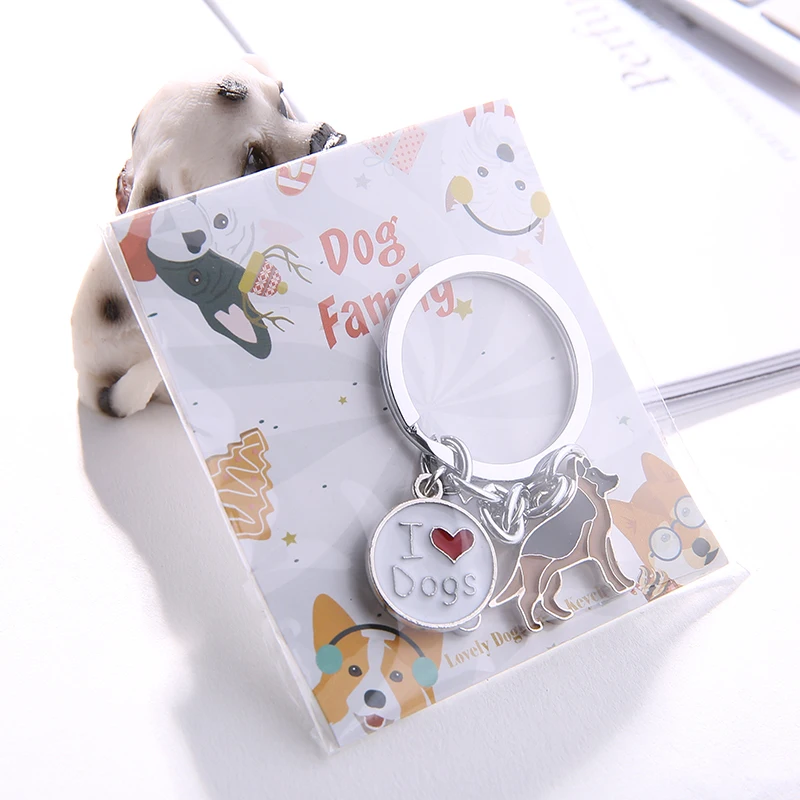 Pomeranian dog keychain key rings for women men girls white gold color metal pet dog pendant bag charm car key chain keyring