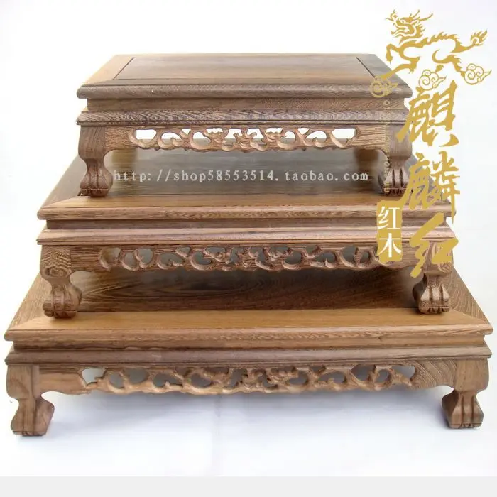 Kylin rosewood crafts jade stone head wings 30-40 cm rectangular wood flowerpot tank base