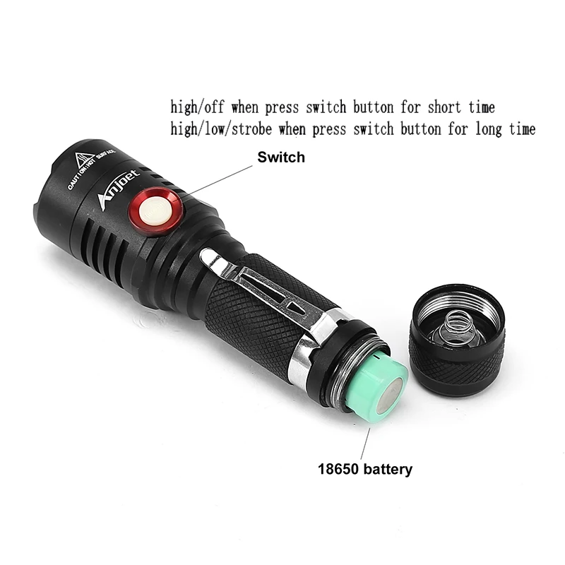 Portable USB Rechargeable 3000LM xm-L2 led flashlight Lamp Torch Bike Lamp Bicycle Lantern Light Torches+18650 Battery+USB+Clip