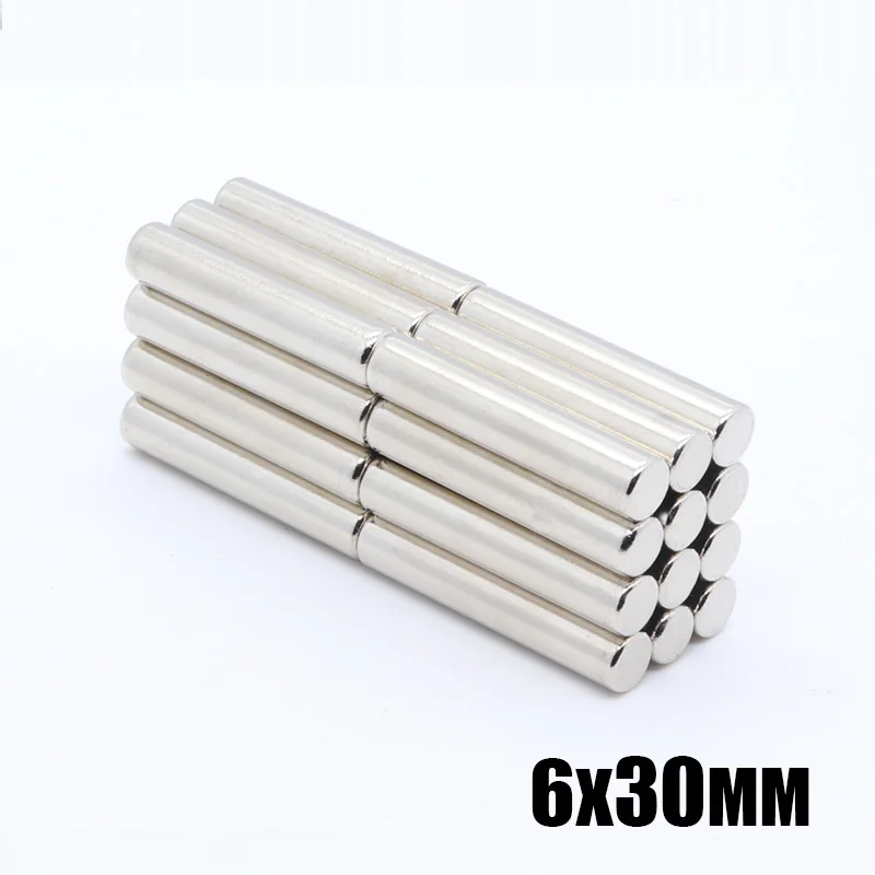 

20pcs 6x30 mm strong round long cylindrical magnets N35 6 mm x 30 mm rare earth neodymium rare earth magnet 6 * 30 mm