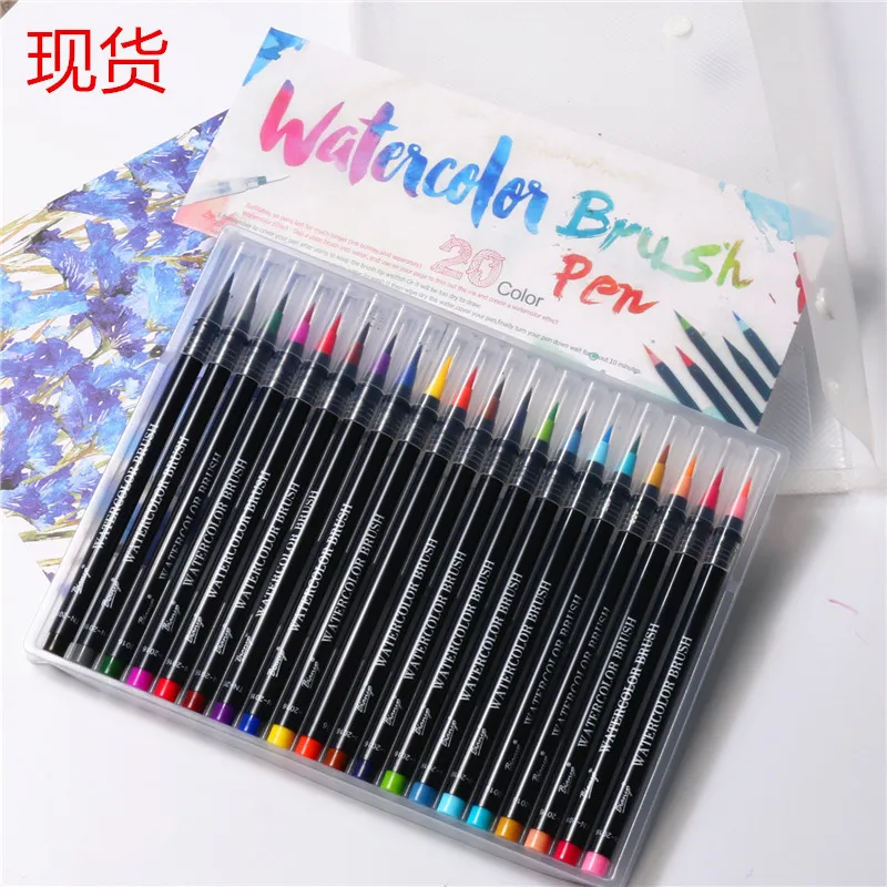 20Color Premium Painting Soft Brush Pen Set Watercolor Markers Pen Effect Best For Coloring Books Manga Comic Calligraphy