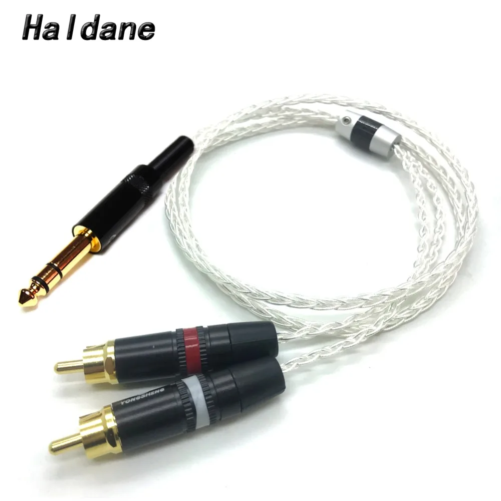 

Free Shipping Haldane 1/4 6.35mm Male to 2x RCA Male Cannon Audio Adapter Cable 8Cores Silver Plated Cable