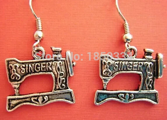 Fast shipping  50Pair Fashion Sewing Machine Charms Pendants Sterling Dangle Earrings For Women Jewelry Z31