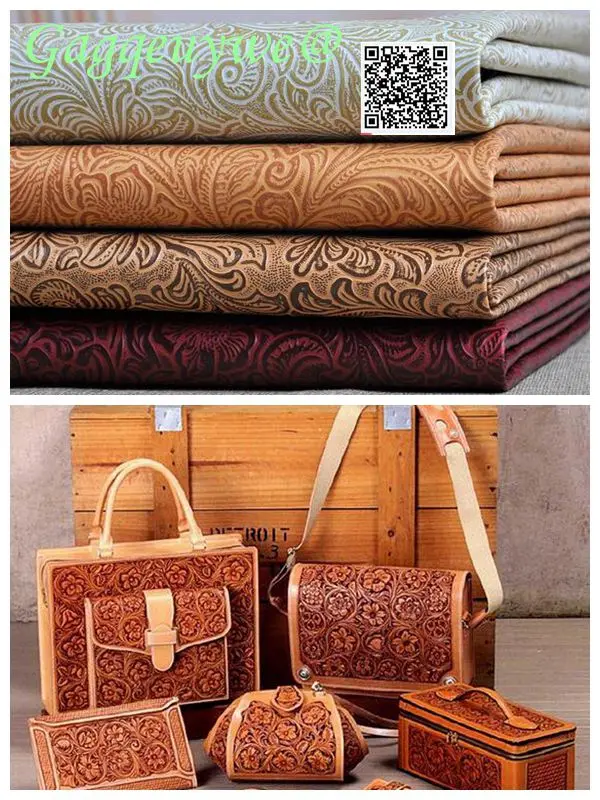 Gagqeuywe Pteris retro pattern bag leather fabric background decoration imitation leather fabric DIY material crafts leather