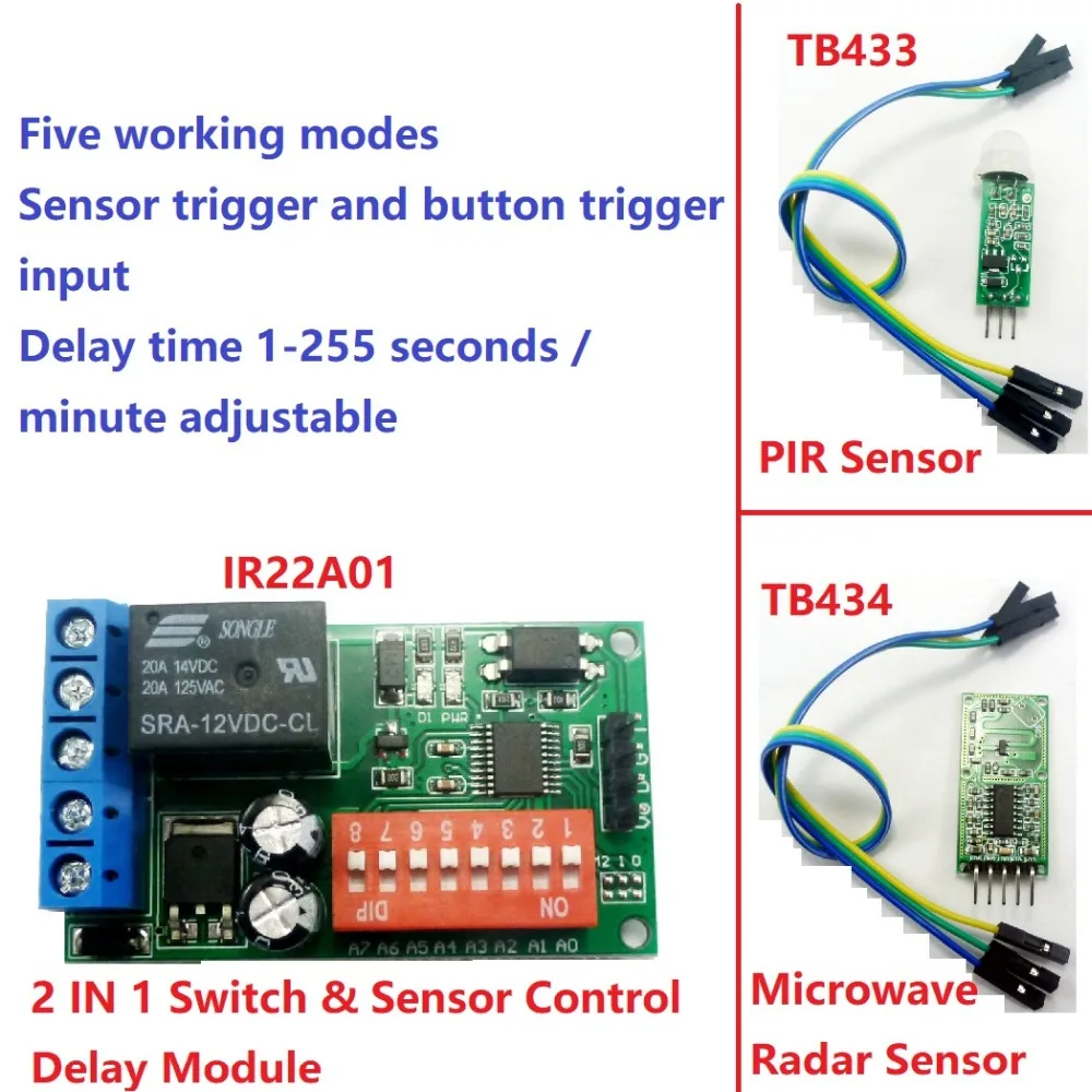 DC 12V Self-lock Relay PLC Cycle Timer Module Delay Time Switch for PIR Microwave radar  Infrared Vibration Touch sensor