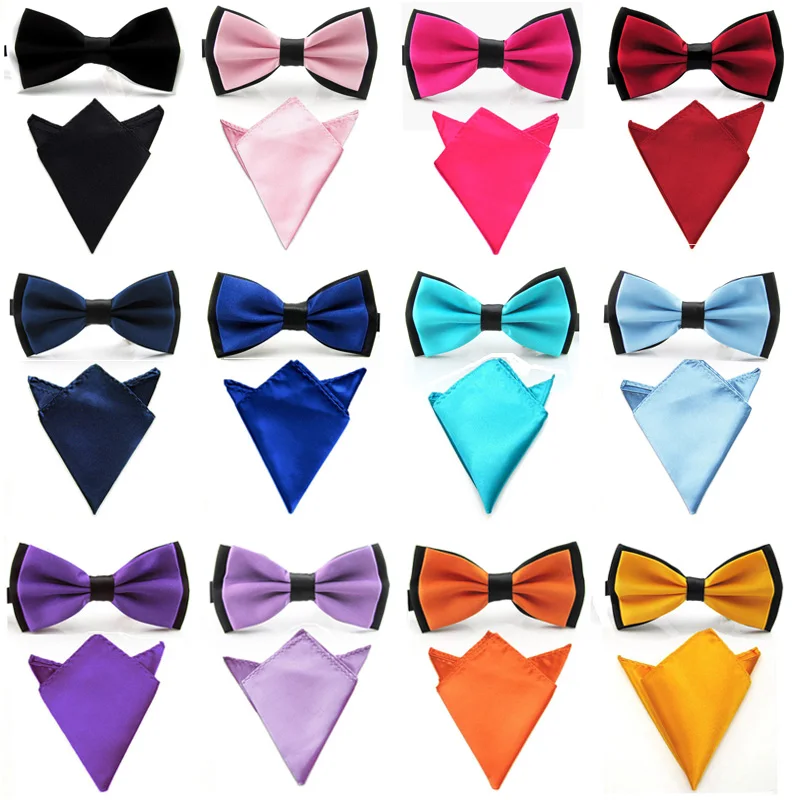 

Men Satin Matching Color Bowtie Bow Tie Handkerchief Pocket Square Hanky Set BWSET0004